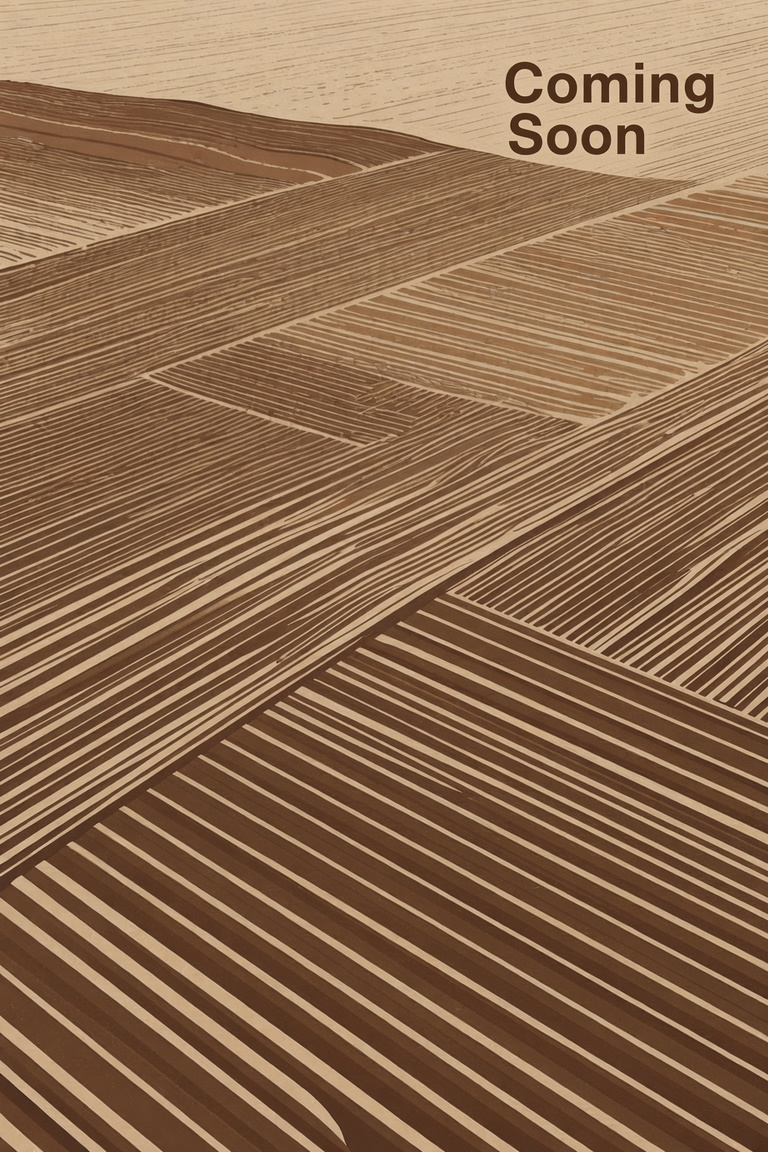 Illustrated ploughed fields with Coming Soon